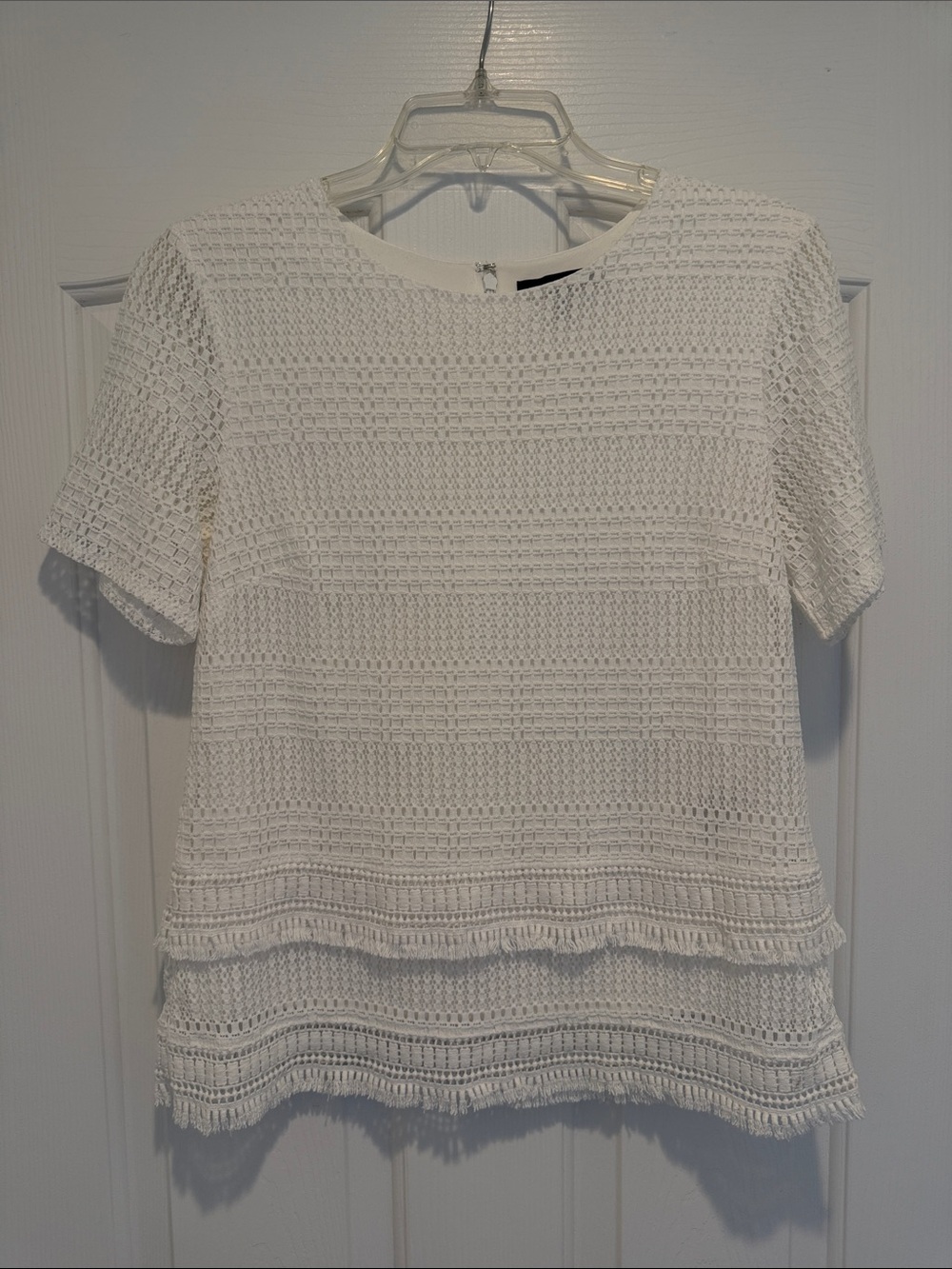 Banana Republic White Crochet Short-Sleeve Blouse -  Women's